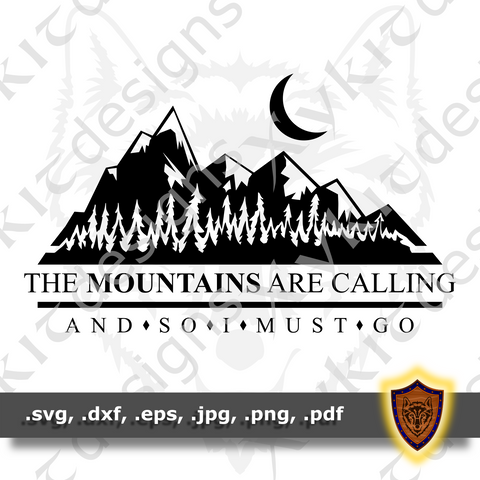 The Mountains are calling - Nature Silhouette - T-shirt SVG design (Digital Download)