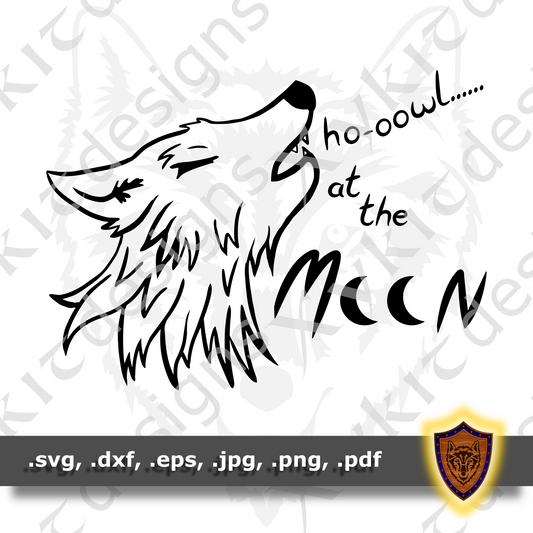 Howl at the Moon - Wolf Silhouette - T-shirt SVG design (Digital Download)