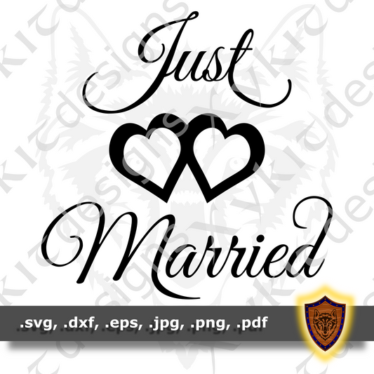 Just Married SVG - Silhouette - Love - Scrapbook - Car Vinyl Sticker (Digital Download)