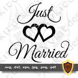 Just Married SVG - Silhouette - Love - Scrapbook - Car Vinyl Sticker (Digital Download)