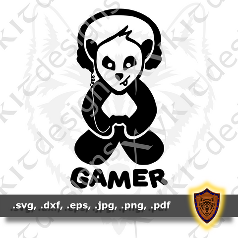 Panda Gamer - Video Games - T-shirt SVG Craft Cutter Design (Digital Download)