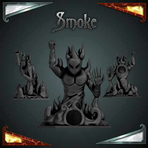 Smoke Elemental - Dice Tower, Tray, and miniature - 3D print files