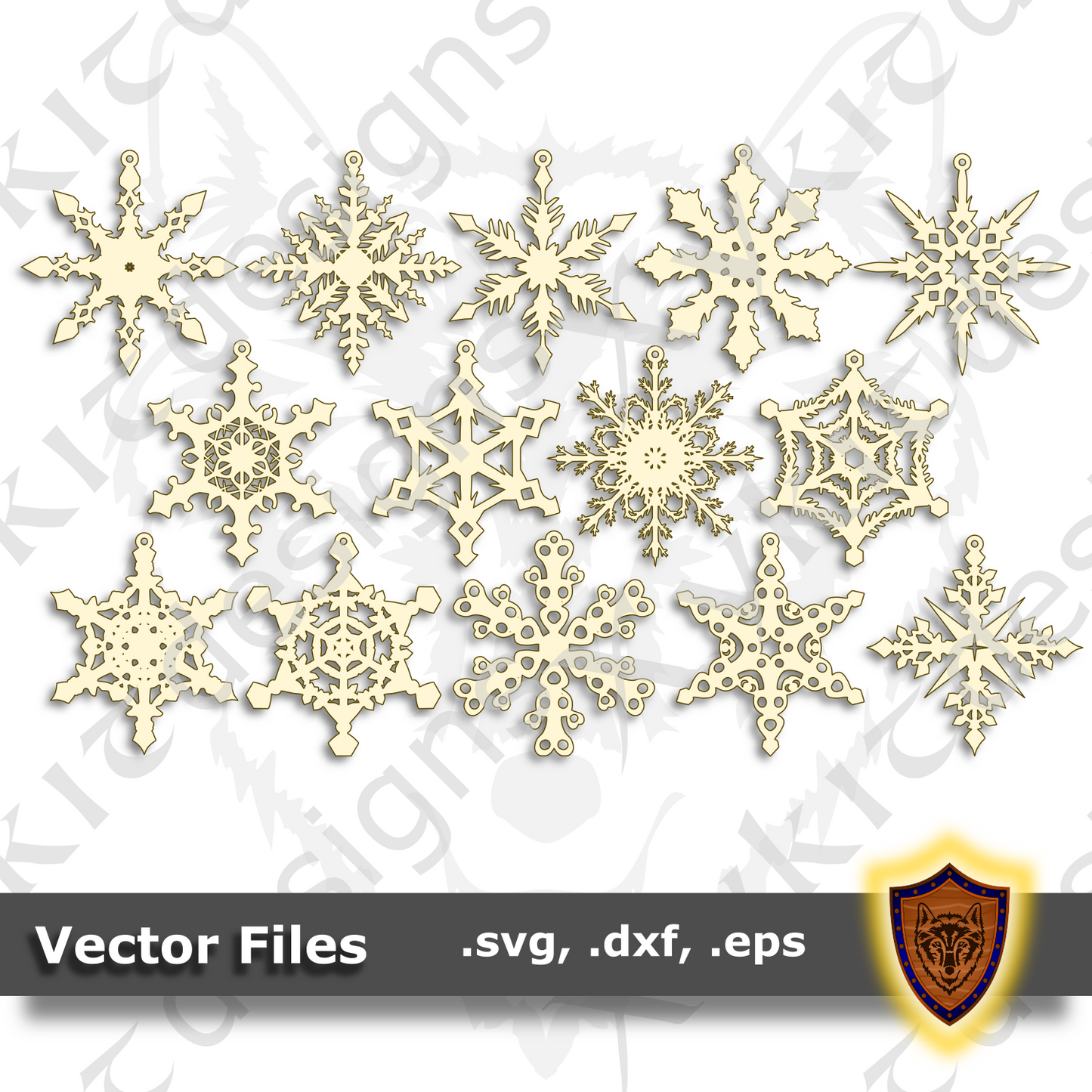 Snowflake Ornaments SVG - 14 designs - Christmas Craft Files - (Digital Download)