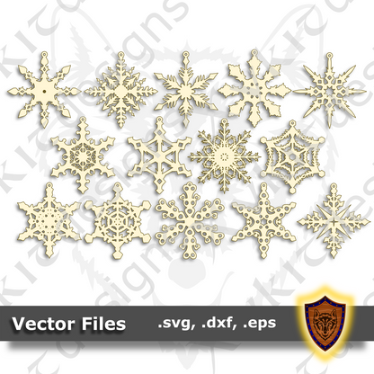 Snowflake Ornaments SVG - 14 designs - Christmas Craft Files - (Digital Download)