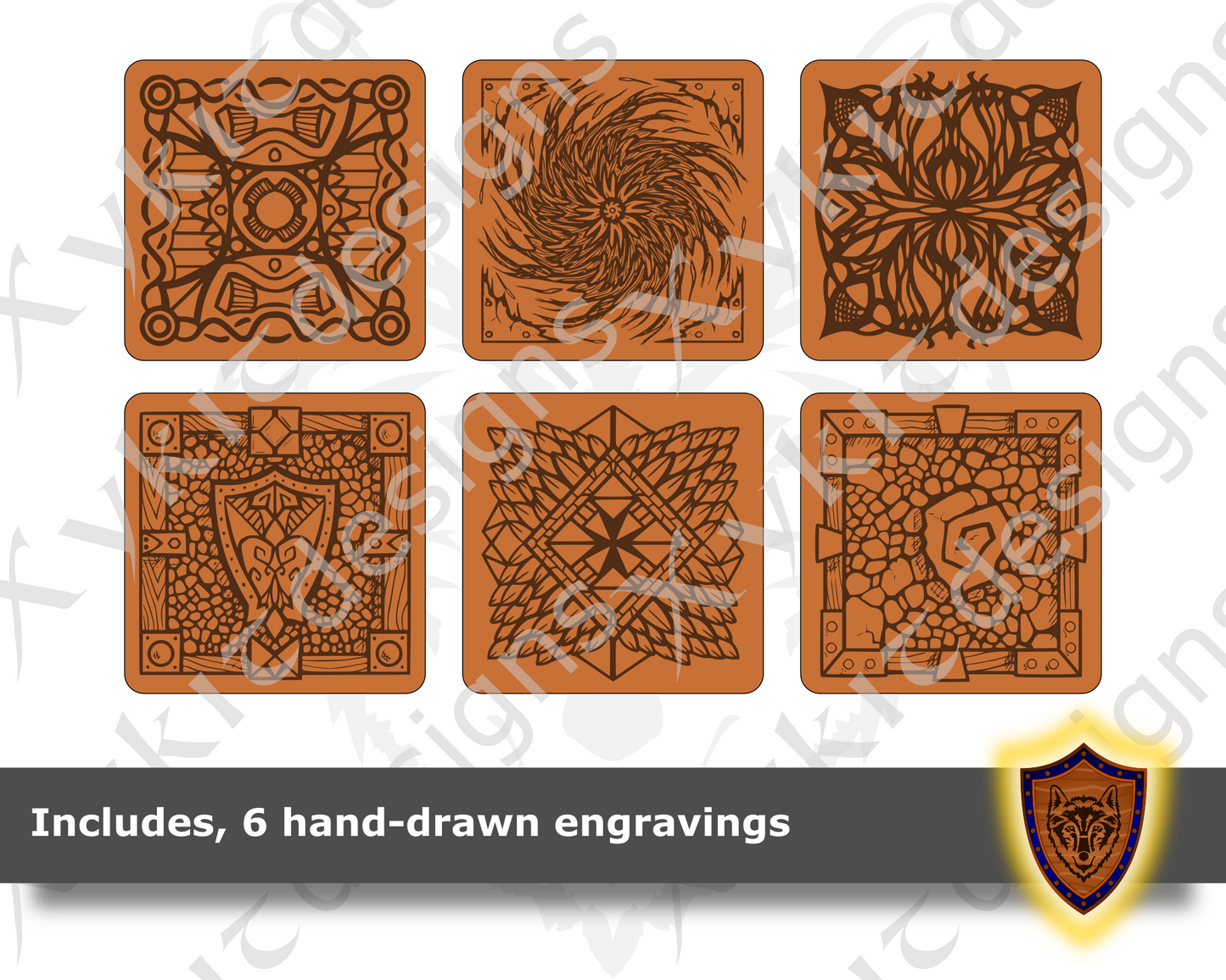 Set of Three Magnetic Dice Boxes- with hand-drawn engravings - Vector Files (Digital Download)