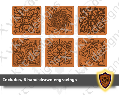 Set of Three Magnetic Dice Boxes- with hand-drawn engravings - Vector Files (Digital Download)