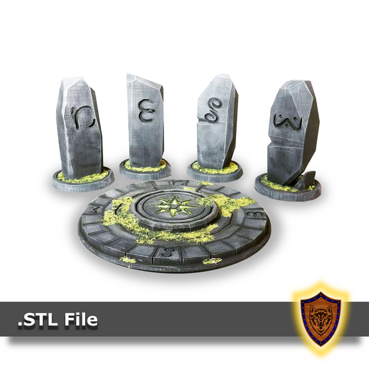 3d Printed Stone Circle Meeting Place- Compass - Scatter Terrain (.stl file)