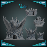 Water Elemental - Dice Tower, Tray, Mini, + bonus Player Tile - 3D print files
