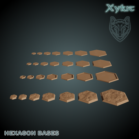 Hexagon - miniature bases - 3D print files